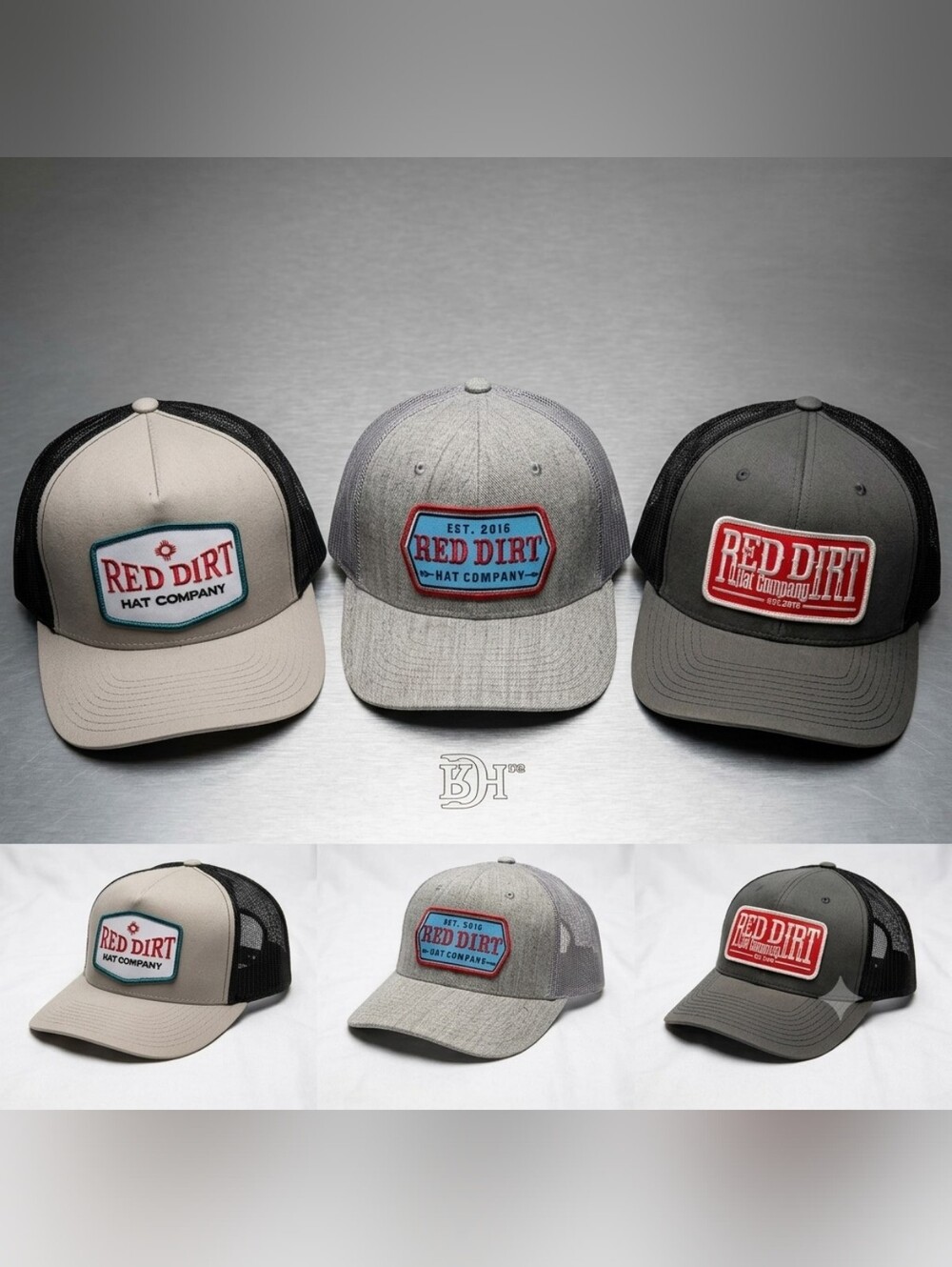 Lot of 3 Red Dirt Hat Company Trucker Caps - Western Style Snapback Hats